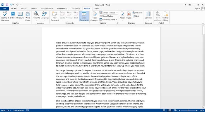 Aspecto de Microsoft Word